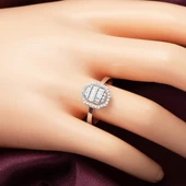 Köşeli 14 Ayar Beyaz Altın Baget Set thumbnail 5