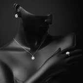 Köşeli 14 Ayar Beyaz Altın Baget Set thumbnail 3