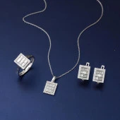 14 Ayar Beyaz Altın Baget Taşlı Spor Set thumbnail 2