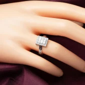 14 Ayar Beyaz Altın Baget Taşlı Spor Set thumbnail 5