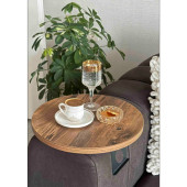 Koyu Ceviz Ahşap Koltuk Yanı Sehpa Ayarlanabilir Tepsi 39 cm Genişlik Dekoratif Modern Tepsi - 1