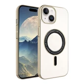 iPhone 15 Kılıf Magsafe Özellikli Gold Seri Lazer Silikon Kapak - 6