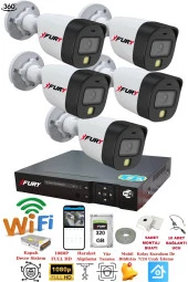 FURY 5 Kameralı Gece Renkli 1080P 2Mp Görüntü Full Hd Ultra Led Gece Renkli Güvenlik Kamerası Seti 320GB thumbnail 2