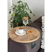 Açık Ceviz Yan Sehpa Koltuk Yanı Sehpa Kolda Ayarlanabilir Tepsi 31 cm Genişlik Dekoratif Modern Tepsi - 3