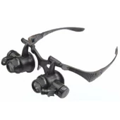 Gözlük Modeli 10X 15X 20X 25X Lens 2 Led Işıklı Büyüteç 9892G - 1