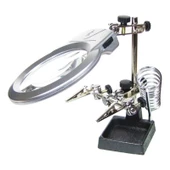 Ayarlanabilir Başlıklı Elektronikçi Yardım Lehim Standı Ile Ledli Büyüteç - 1