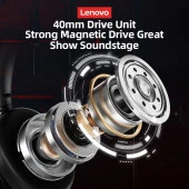 Lenovo Thinkplus TH40 Kablosuz Bluetooth Kulaküstü Kulaklık Siyah thumbnail 6