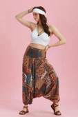 Gipe Bel Detaylı Bohem Desenli Şalvar Pantolon - 1