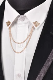 Esgue Desenli Zincirli Gömlek Yaka - 1