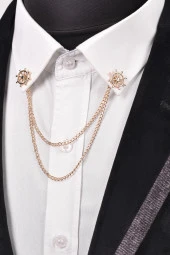 Esgue Dümen Figürlü Zincirli Yaka Broş - 1