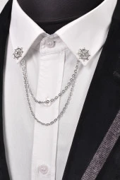 Esgue Dümen Figürlü Zincirli Yaka Broş - 1