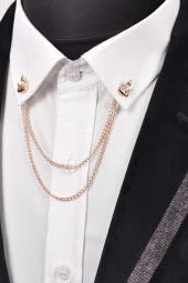 Esgue Poseidon Mızrağı Zincirli Gömlek Yaka İğnesi - 1