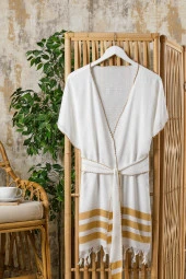 PAMUKLU VİSKON KİMONO PLAJ ELBİSESİ - 4