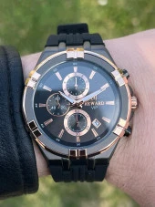 RA145064 Reward İyon Kaplama Kasa Silikon Kordon 3 Atm Suya Dayaknıklı Erkek Kol Saati thumbnail 2