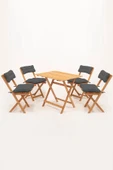Meya Dekor 4+1 Minderli Balkon Bahçe Mutfak Bistro Set Katlanır Masa-Sandalye - 1