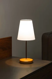 BY-LAMP Masa Lambası Hediye Abajur Lamba Yatak Odası Lambası Gold Gövde Beyaz Şapka Başucu Aydınlatma - 1