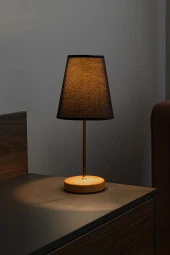 BY-LAMP Abajur Masa Lambası Yatak Odası Gece Lambası Siyah Şapka Metal Gold Gövde Abajur - 2