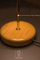 BY-LAMP Abajur Masa Lambası Yatak Odası Gece Lambası Siyah Şapka Metal Gold Gövde Abajur - 3