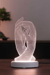 BY-LAMP Sevgililer Gününe Özel Hediye Eller Masa Lambası Beyaz Taban Led Aydınlatma - 1