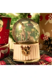 BY-LAMP Pembe Yılbaşı Geyikleri Işıklı ve Müzikli Kar Küresi - 1