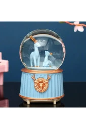 BY-LAMP Mavi Yılbaşı Geyikleri Işıklı ve Müzikli Kar Küresi - 4