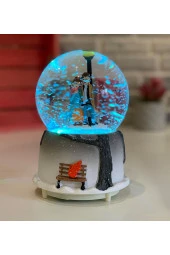 BY-LAMP Bankta Oturan Çift Hediye Işıklı ve Müzikli Kar Küresi - 3