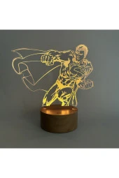 BY-LAMP Superman Figürlü Dekoratif Hediye Led Masa Lambası | 7 Işık Rengi | Ahşap Taban thumbnail 2