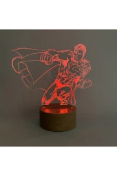BY-LAMP Superman Figürlü Dekoratif Hediye Led Masa Lambası | 7 Işık Rengi | Ahşap Taban thumbnail 4