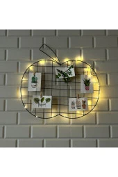 BY-LAMP Işıklı ve Mandallı Elma Siyah Tel Pano - 2