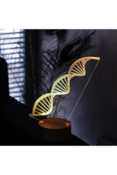 BY-LAMP DNA Çift Sarmal Figürlü Dekoratif Hediye Led Masa Lambası | 7 Işık Rengi | Ahşap Taban thumbnail 1