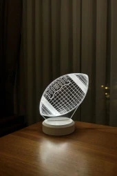 BY-LAMP Amerikan Futbol Topu Figürlü Led Masa Lambası | Gün Işığı Renk | Ahşap Beyaz Taban thumbnail 3