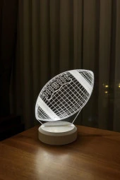 BY-LAMP Amerikan Futbol Topu Figürlü Led Masa Lambası | Gün Işığı Renk | Ahşap Beyaz Taban thumbnail 2