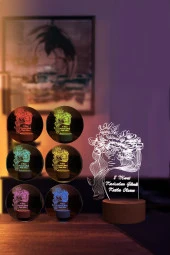 BY-LAMP Kadınlar Günü Led Gece Lambası Ahşap Taban 7 Farklı Işık Renkli Hediye Dekoratif Aydınlatma thumbnail 2