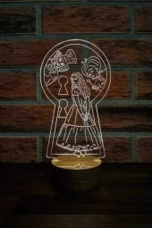 BY-LAMP Alice In Wonderland Led Masa Lambası Ahşap Taban 7 Farklı Işık Renkli Dekoratif Aydınlatma - 1