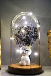 BY-LAMP Işıklı Led Lamba Sevimli Köpek Figürlü Hediye Gece Lambası Ahşap Taban thumbnail 3