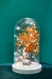 BY-LAMP Işıklı Fanus Çocuk Odası Hediyesi Çantalı Kedi Figürlü Gece Lambası thumbnail 2