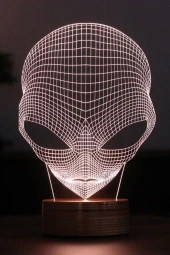 BY-LAMP Alien Led Masa Lambası Ahşap Taban 7 Farklı Işık Renkli thumbnail 1