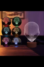 BY-LAMP Alien Led Masa Lambası Ahşap Taban 7 Farklı Işık Renkli thumbnail 2