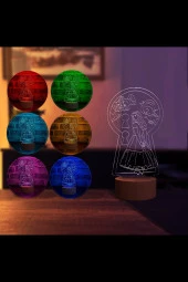 BY-LAMP Alice In Wonderland Led Masa Lambası Ahşap Taban 7 Farklı Işık Renkli Dekoratif Aydınlatma - 2