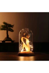 BY-LAMP Led Işıklı Fanus Anneler Günü Hediyesi Gece Lambası Ahşap Taban - 2