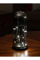 BY-LAMP Dekoratif Işıklı Füme Cam Rengi Fanus Lamba Yeni Yıl Hediyesi Gece Lambası thumbnail 2