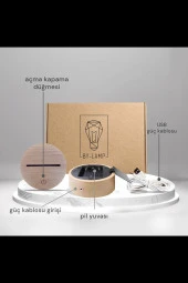 BY-LAMP Aşk Sarmalı Led Masa Lambası Ahşap Taban 7 Farklı Işık Renkli Sevgiliye Hediye Dekoratif Aydınlatma - 3