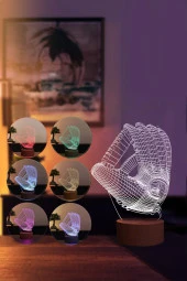 BY-LAMP Beyzbol Eldiveni Figürlü Dekoratif Hediye Led Masa Lambası | 7 Işık Rengi | Ahşap Taban thumbnail 2