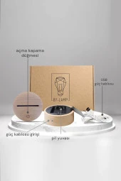 BY-LAMP Yunuslar Figürlü Dekoratif Hediye Led Masa Lambası | 7 Işık Rengi | Ahşap Taban thumbnail 3