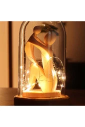 BY-LAMP Led Işıklı Fanus Anneler Günü Hediyesi Gece Lambası Ahşap Taban - 4