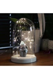 BY-LAMP Işıklı Fanus Mavi Şapkalı Tavşan Figürlü Gece Lambası Çocuk Odası Hediye Lamba - 3