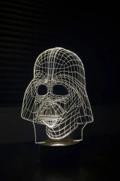 BY-LAMP Darth Vader Figürlü Dekoratif Hediye Led Masa Lambası | 7 Işık Rengi | Ahşap Taban - 1