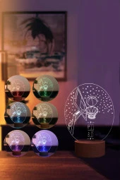 BY-LAMP Basketbol Potası Figürlü Dekoratif Hediye Led Masa Lambası | 7 Işık Rengi | Ahşap Taban thumbnail 2