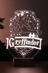 BY-LAMP Harry Potter Gryffindor Figürlü Dekoratif Hediye Led Masa Lambası | 7 Işık Rengi | Ahşap Taban thumbnail 1