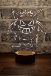 BY-LAMP Gengar Led Masa Lambası Ahşap Taban 7 Farklı Işık Renkli Gece Lambası Pokemon Dekoratif Aydınlatma thumbnail 1